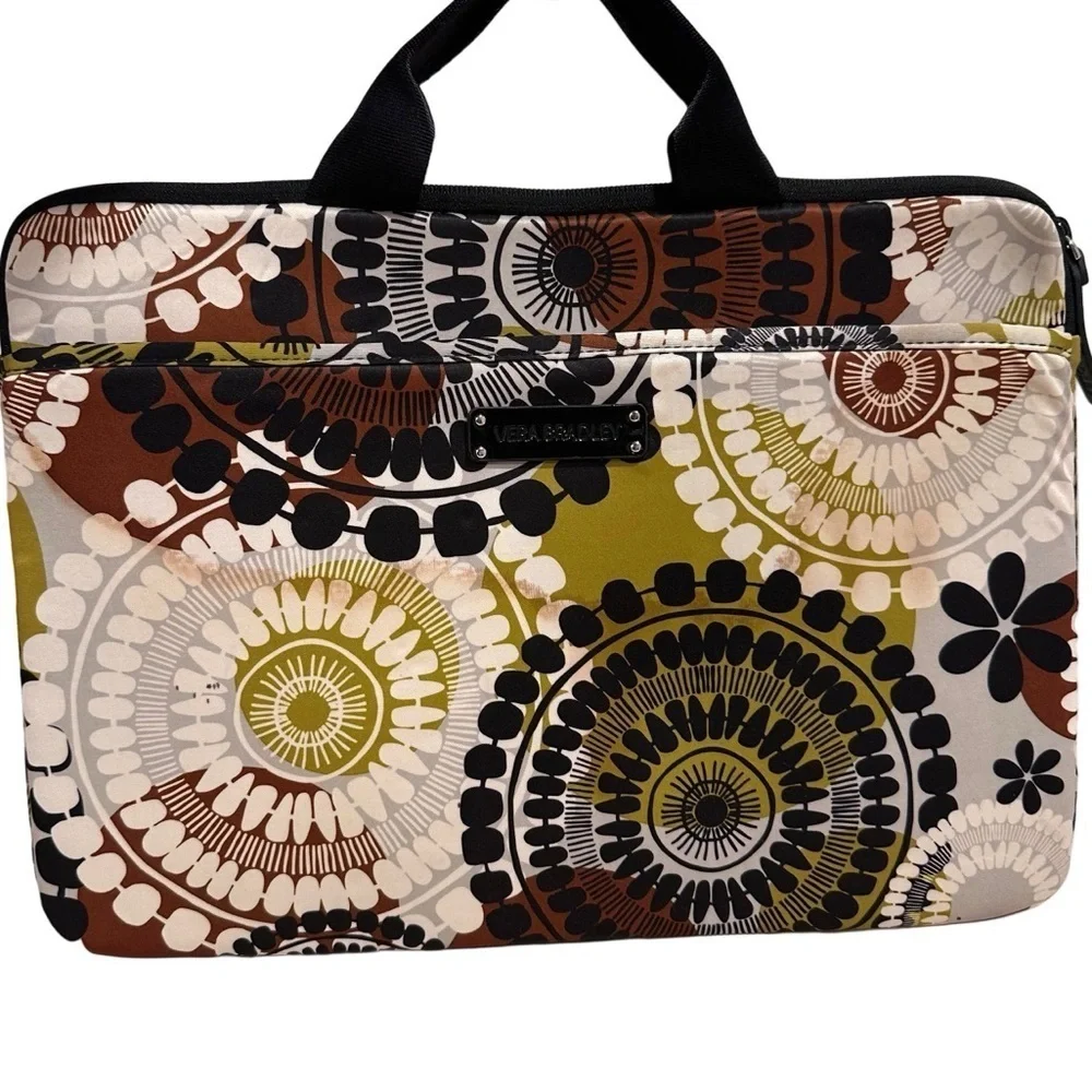Vera Bradley Neoprene Padded Laptop Sleeve Cocoa Moss Pattern 15”Laptop GUC